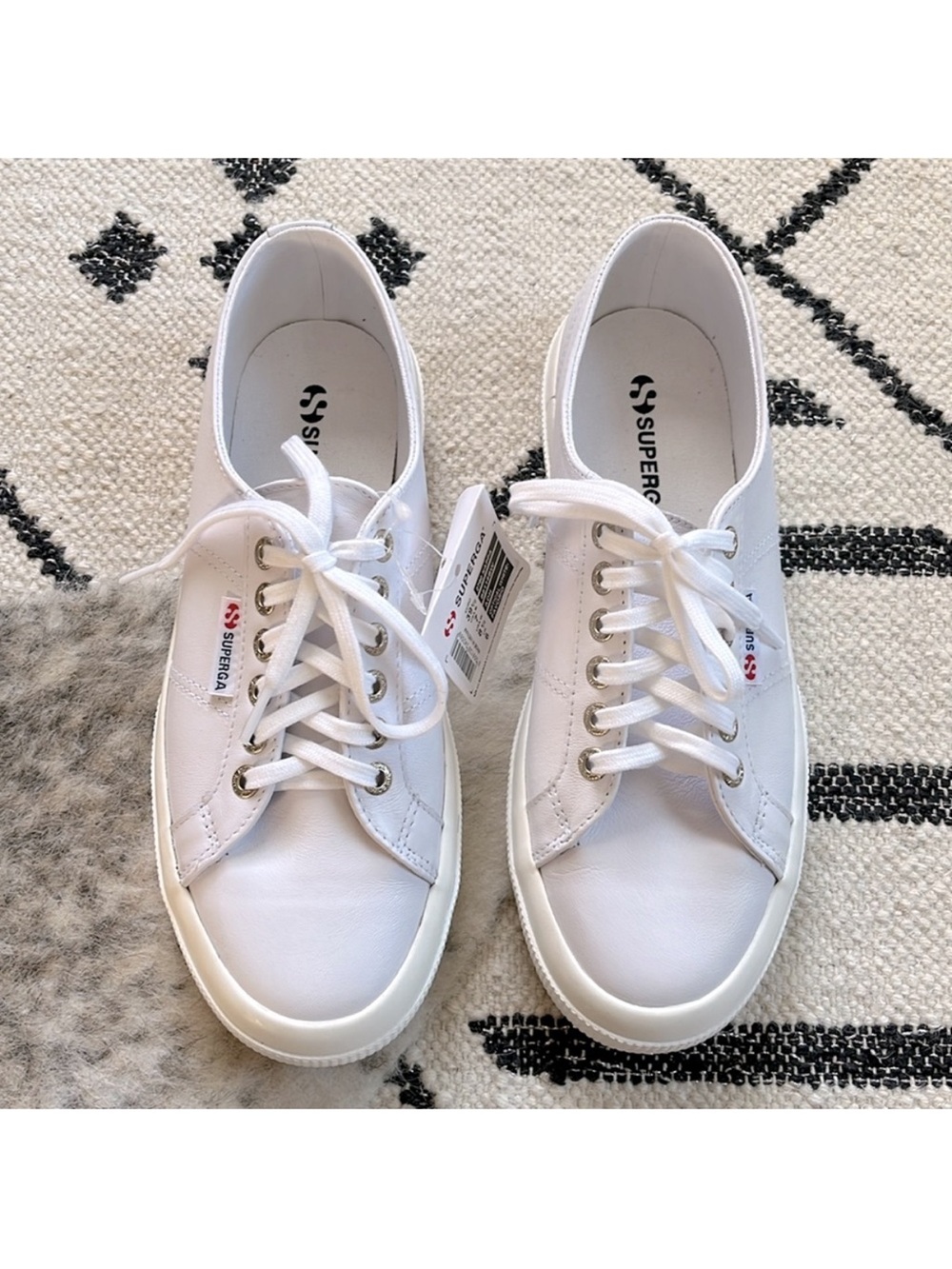 Superga Women's 2750 Nappa Leather Optical White-Favorio Classic Sneaker—7 - Picture 4 of 9